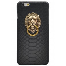 iPhone 7 Plus 5.5 - Luxury PU Leather Lion Stand Snake Skin Pattern PC Hard Protective Phone Cover Case - Black